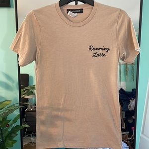 Lulusimonstudio Womens Running Latte Graphic‎ T Shirt Beige Size S